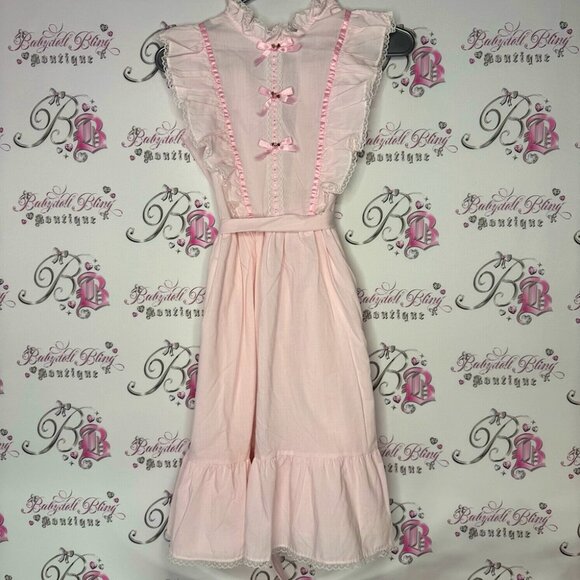 Dresses & Skirts - Vintage dress Victorian ruffle frill ribbon 🎀 bows waist tie up belt pink white
